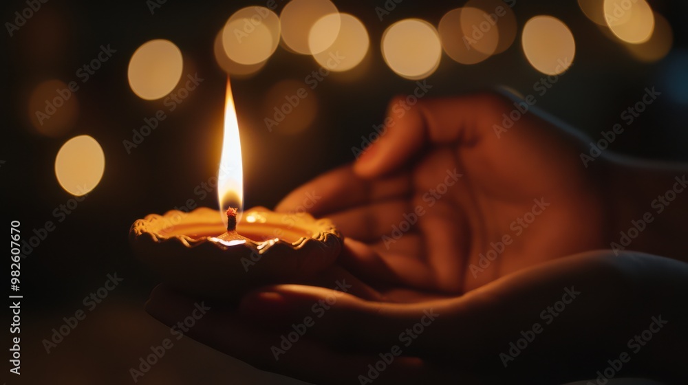Lighting a Clay Diya with Warm Reflections for Diwali Lighting a Clay Diya with Warm Reflections for Diwali