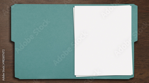 open file folder with blank papers layout