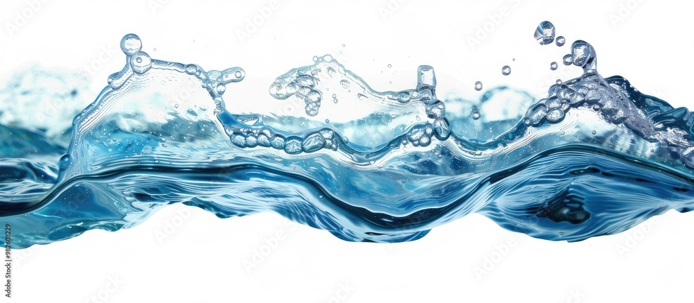 Fototapeta premium Water Wave Surface With Bubbles Of Air Isolated On White Background