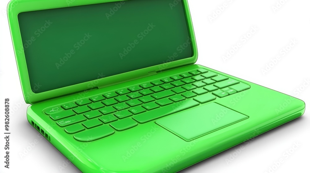 Vibrant green laptop with a sleek design, showcasing modern technology in a bold and colorful style. Vibrant green laptop with a sleek design, showcasing modern technology in a bold and colorful style.