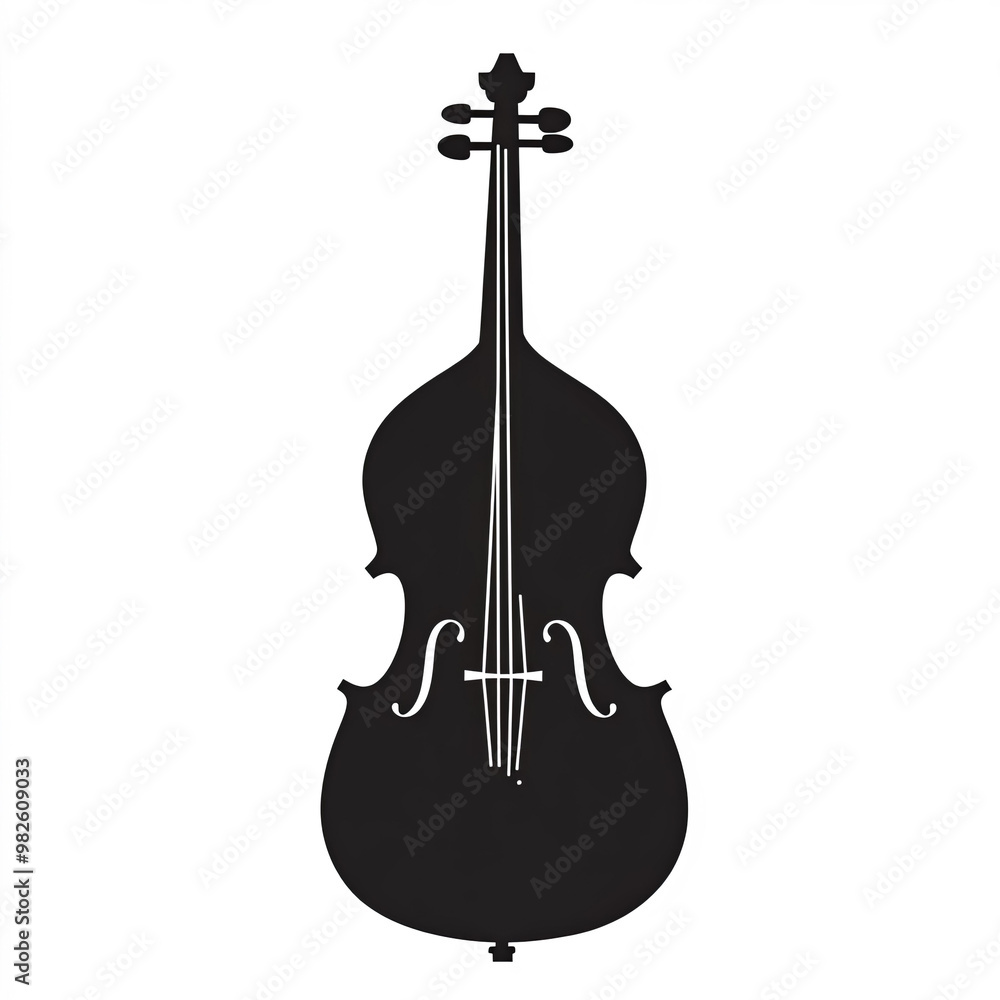 Naklejka premium Cello Silhouette, Illustration Isolated On White Background