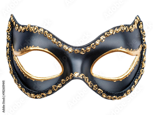 black carnival mask isolated on white or transparent background