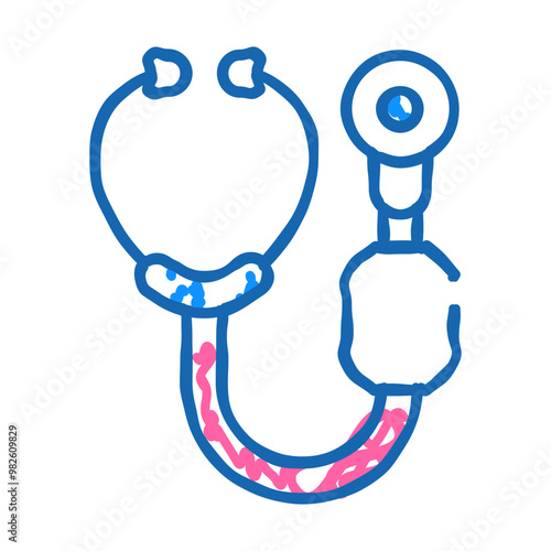 digital stethoscope doodle icon sketch vector. digital stethoscope sign. isolated symbol illustration