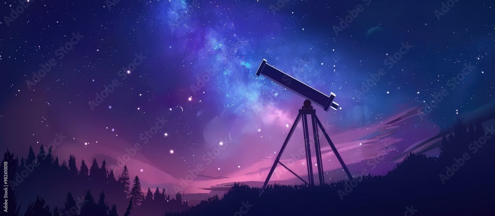 Astronomy Viewing Beautiful Starry Sky Through Telescope At Night Astronomy Viewing Beautiful Starry Sky Through Telescope At Night