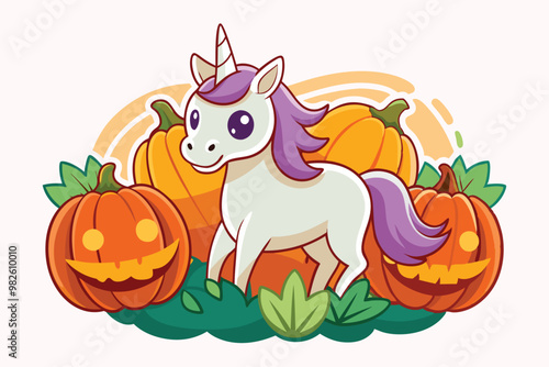 A unicorn in a pumpkin patch F.eps