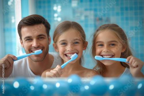 Family Brushing Teeth Toget...