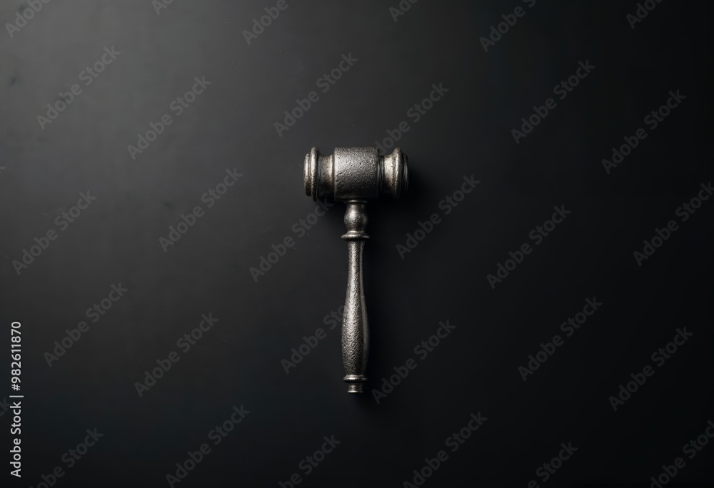 A silver gavel on a black background symbolizing justice and authority. A silver gavel on a black background symbolizing justice and authority.