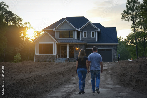 Family Outside A New House