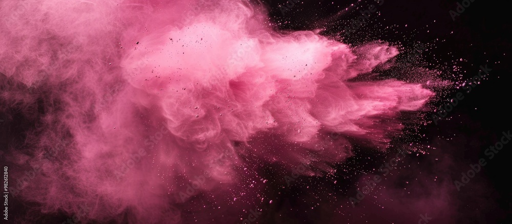 Fototapeta premium Pink Powder Explosion On Black Background Colored Cloud Colorful Dust Explode Paint Holi