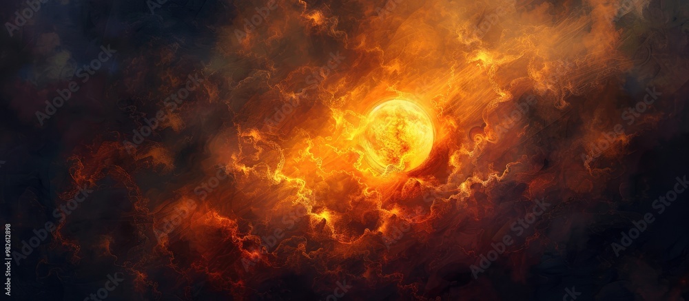 Fototapeta premium The Sun Behind The Dark Clouds Dramatically