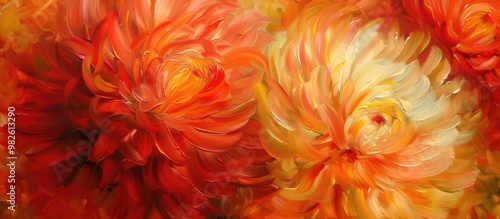 Orange Red Yellow Chrysanthemums Close Up Abstract