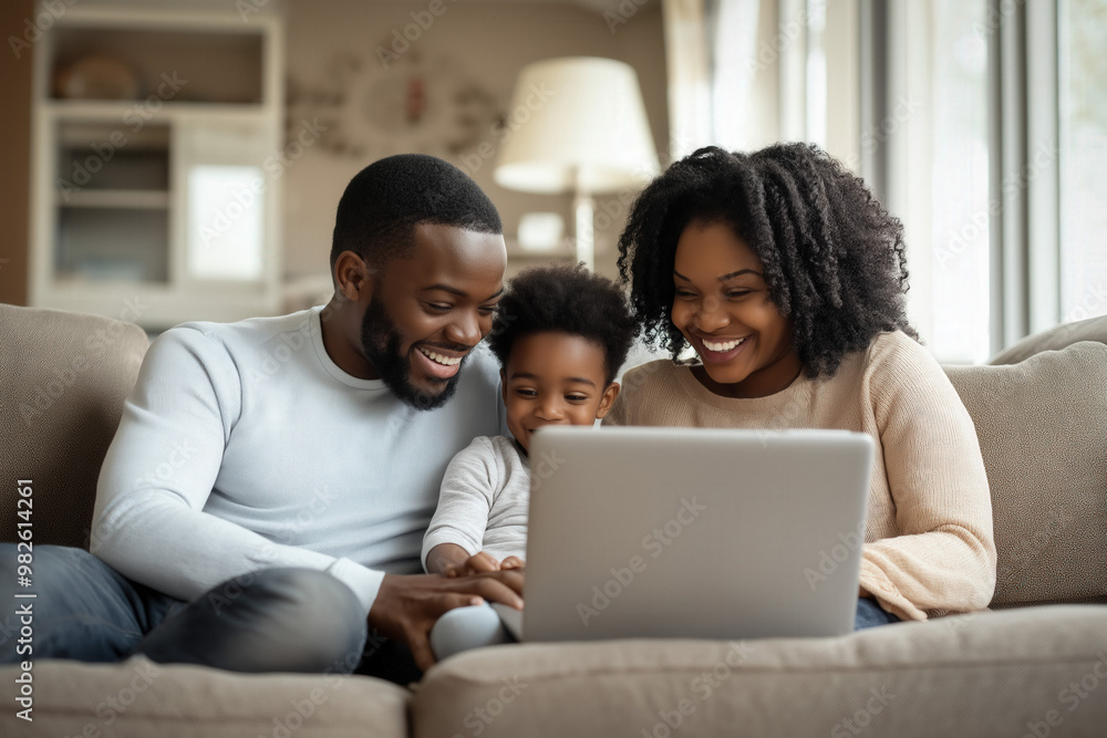 Family Watching Laptop And Laughing Family Watching Laptop And Laughing