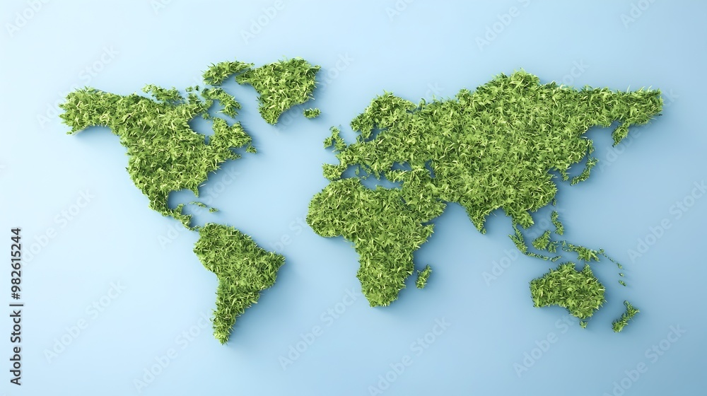 Verdant Global Map Made of Lush Green Foliage Showcasing Eco-Friendly and Sustainable World Concept Verdant Global Map Made of Lush Green Foliage Showcasing Eco-Friendly and Sustainable World Concept