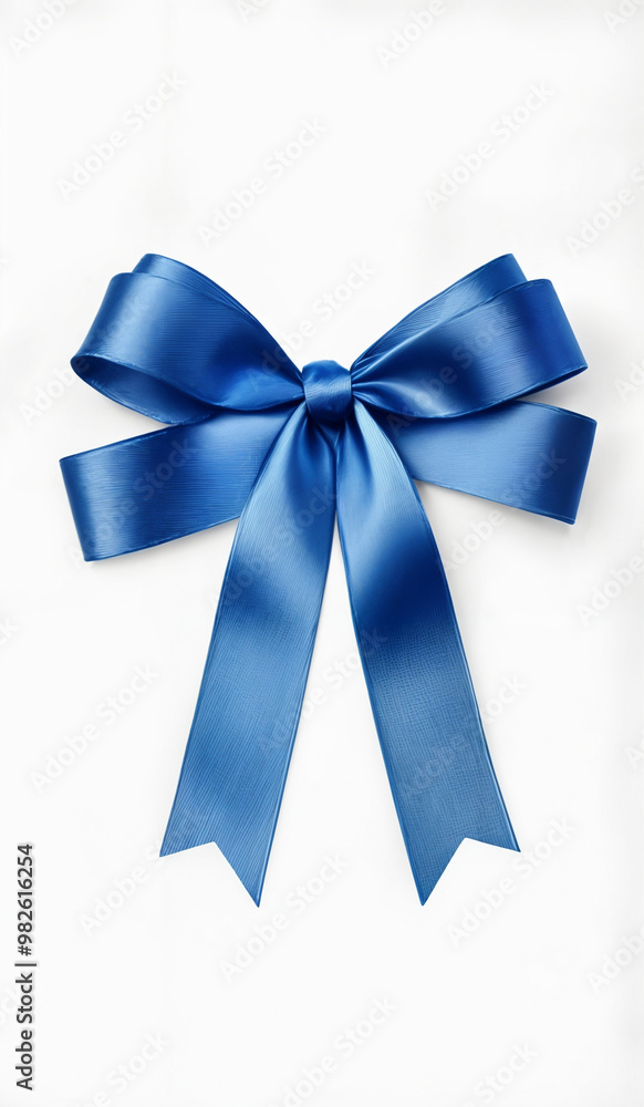 A blue Christmas ribbon and bow isolated on a white background. A blue Christmas ribbon and bow isolated on a white background.