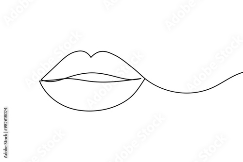 1 Lips continuous one line drawing of isolated outline vector icon.eps