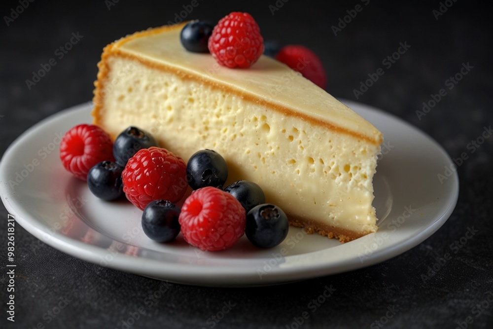 Classic Cheesecake with Raspberry Garnish Classic Cheesecake with Raspberry Garnish