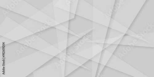Abstract background with liens and triangles shape on white background. White and grey geometric overlapping rectangle pattern Geometric background soft shadows as patten ..White polygon textured .