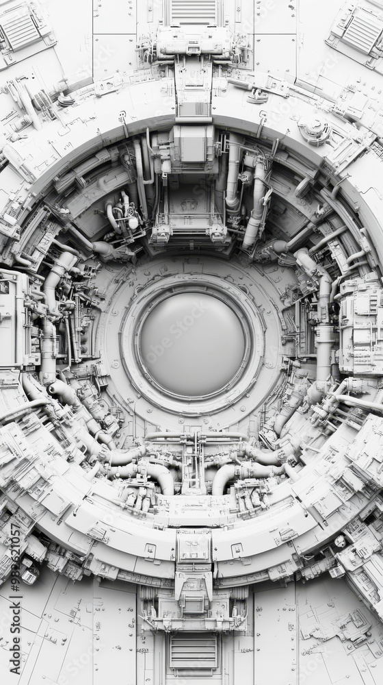 Fototapeta premium Advanced technology interior of a futuristic facility or space station