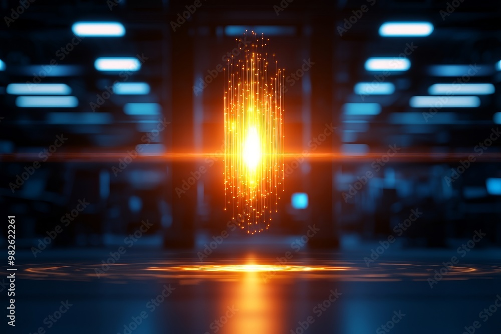 An abstract glowing orb surrounded by sparkling particles, evoking a sense of energy and innovation in a futuristic setting. An abstract glowing orb surrounded by sparkling particles, evoking a sense of energy and innovation in a futuristic setting.