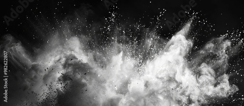 Freeze Motion Of White Dust Explosion On Black Background Stopping The Movement Of White Powder On Dark Background Explosive Powder White On Black Background