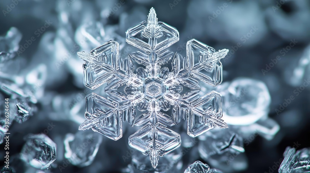 A stunning close-up of a snowflake showcasing its intricate details and unique crystalline structure against a blurred background. A stunning close-up of a snowflake showcasing its intricate details and unique crystalline structure against a blurred background.