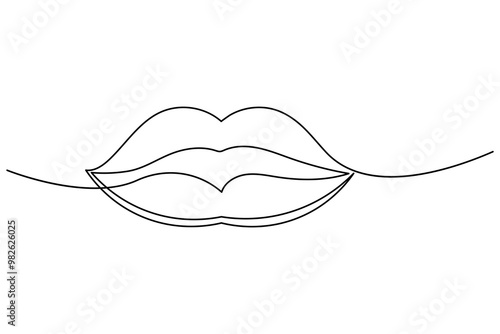 11 Lips continuous one line drawing of isolated outline vector icon.eps