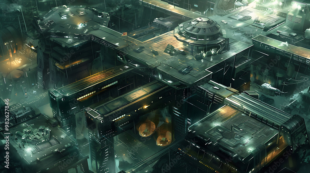 Naklejka premium steampunk wasteland future building
