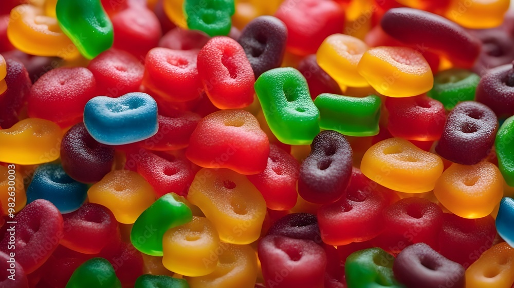 close-up of vibrant, chewy candy macro photography close-up of vibrant, chewy candy macro photography