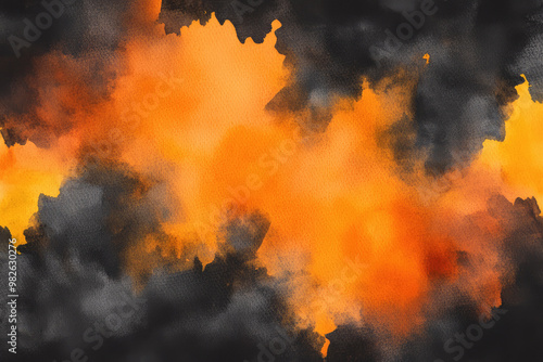 Wallpaper Mural A dynamic and abstract watercolor artwork combining bold black and orange strokes to form a striking visual, representing contrast, energy, and artistic expression. Torontodigital.ca