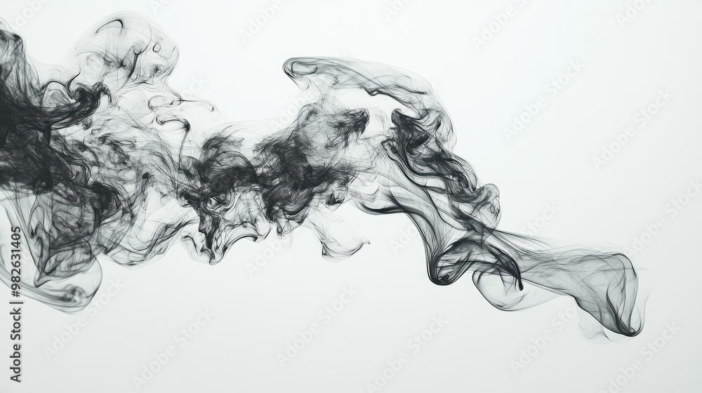 Thick, dark smoke against a light background, leaving a large clear area for text. The contrast between smoke and space enhances visibility. Thick, dark smoke against a light background, leaving a large clear area for text. The contrast between smoke and space enhances visibility.