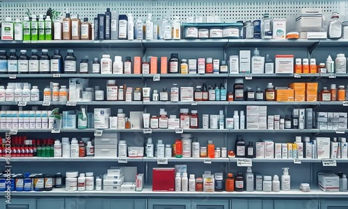Pharmacy Shelves Filled With Medications