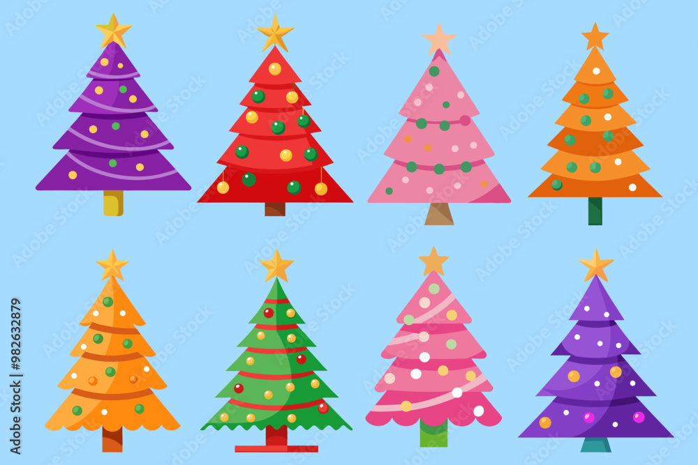 Pine tree Christmas tree decorated with balls as decoration. Vector illustration. Pine tree Christmas tree decorated with balls as decoration. Vector illustration.