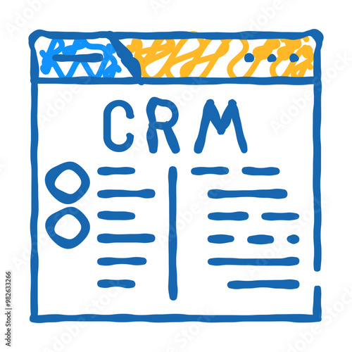 crm system doodle icon sketch vector. crm system sign. isolated symbol illustration