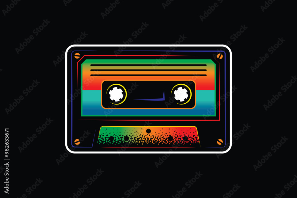 Obraz premium Audio cassette. Original vector illustration in vintage style. T-shirt design.