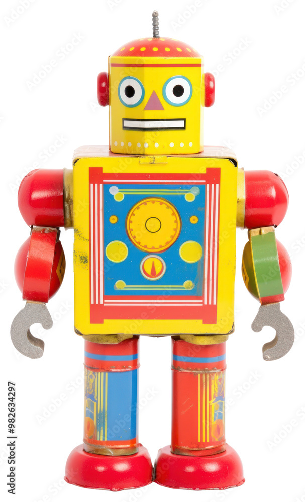 Fototapeta premium PNG Colorful vintage toy robot