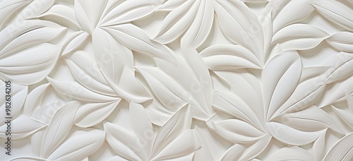 White Leaf Texture Abstract Art - Minimalist Floral Pattern