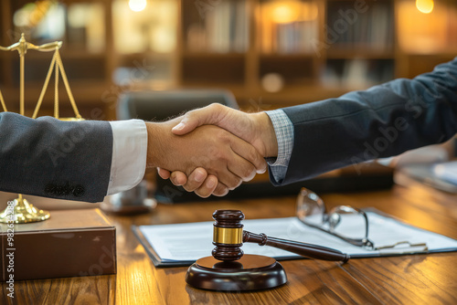 Wallpaper Mural Lawyer shaking hands with a client making about documents, contracts, agreements. Torontodigital.ca