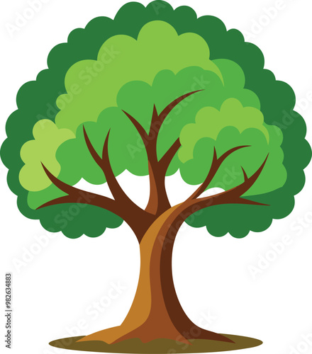 Minimal Oak Tree Vector Illustration Simple and Elegant Design 