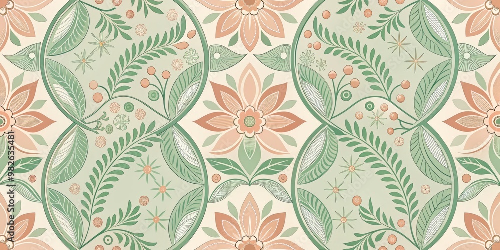 Blushing peach and soft sage hues entwine in an intricate pattern of curved lines and gentle shapes, radiating a sense of calming serenity and soothing gentleness. Blushing peach and soft sage hues entwine in an intricate pattern of curved lines and gentle shapes, radiating a sense of calming serenity and soothing gentleness.