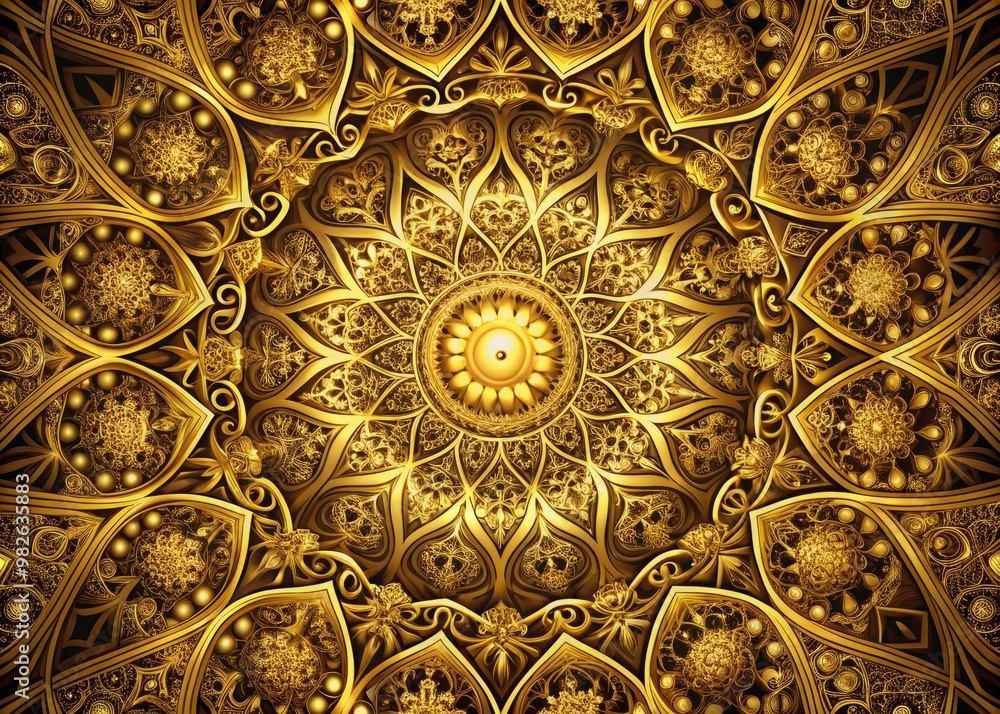 Obraz premium Intricate gold patterns dance across a visually striking abstract background showcasing exceptional clarity and detail