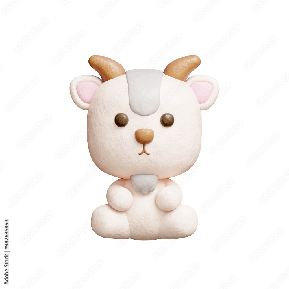 3D cute goat, Cartoon animal character, 3D rendering. 3D cute goat, Cartoon animal character, 3D rendering.