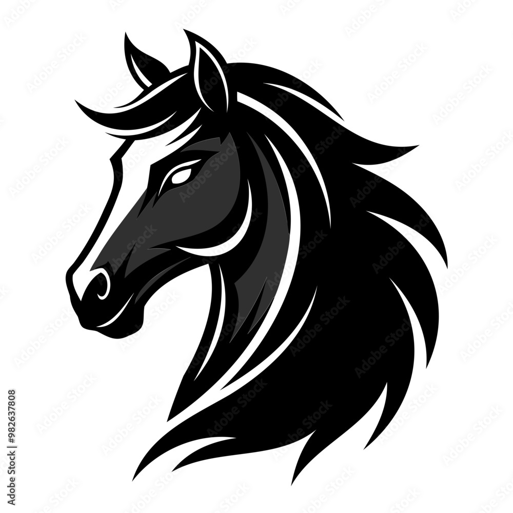Horse Head logo black silhouette isolated on a white Background Horse Head logo black silhouette isolated on a white Background