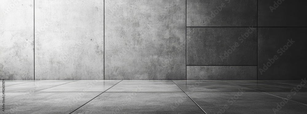 Minimalist Concrete Interior Design - Empty Room with Tiled Floor Minimalist Concrete Interior Design - Empty Room with Tiled Floor