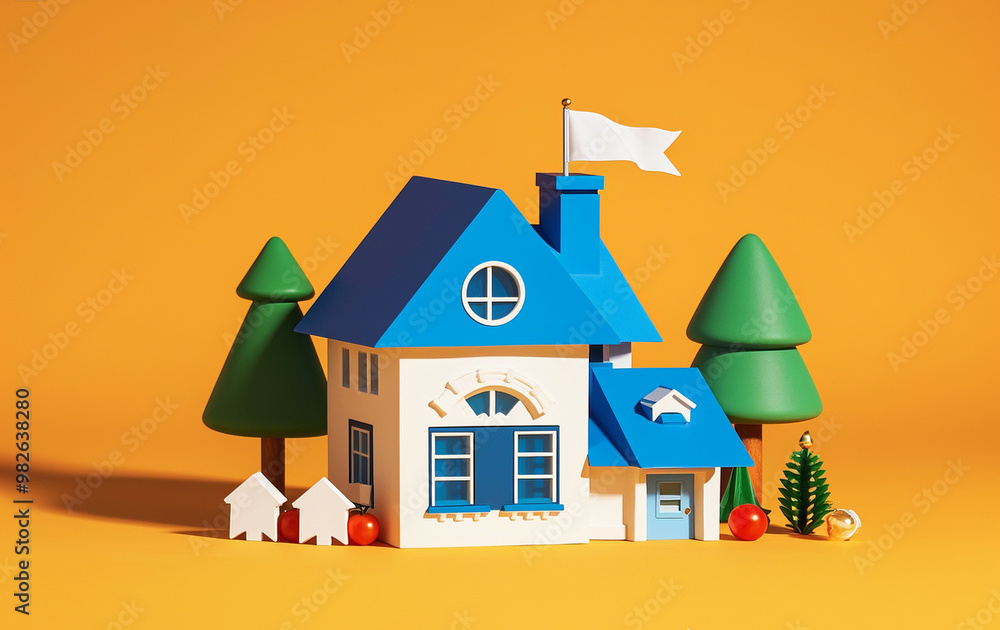 An illustrated single family home in three dimension art; a colorful illustration of a home in the form of 3D animation; American single family home in cartoon form; beautiful little home
An illustrated single family home in three dimension art; a colorful illustration of a home in the form of 3D animation; American single family home in cartoon form; beautiful little home