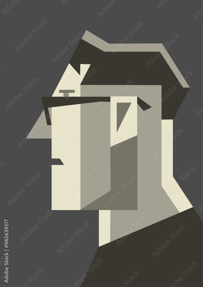 Man and glasses, side pose graphic vector, design, illustration Man and glasses, side pose graphic vector, design, illustration