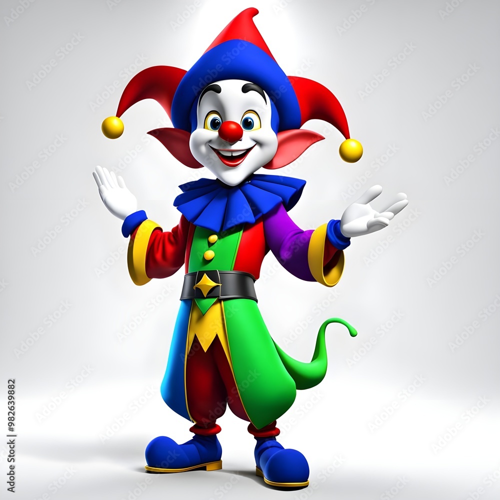 3D illustration cute jester cartoon character 3D illustration cute jester cartoon character