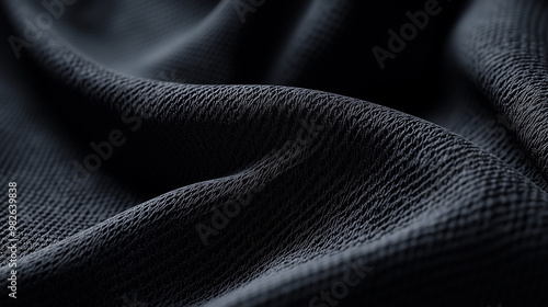 Close up of finely woven black fabric with natural folds