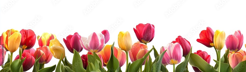 Fototapeta premium Vibrant Spring Tulips Bouquet - Colorful Floral Arrangement
