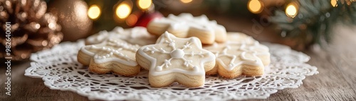 Delicious star-shaped cookies adorned with icing, perfect for festive celebrations and holiday gatherings.