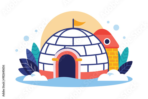 Percy the Penguin lived in a cozy igloo at the edge of a snowy village Q.eps